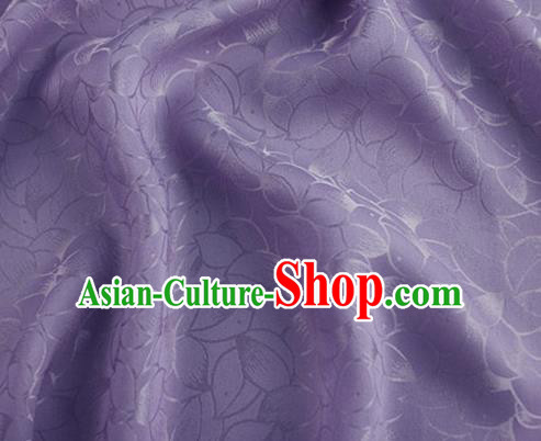 Asian Chinese Classical Lotus Petals Pattern Design Lilac Silk Fabric Traditional Cheongsam Brocade Material