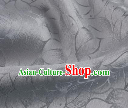 Asian Chinese Classical Lotus Petals Pattern Design Grey Silk Fabric Traditional Cheongsam Brocade Material