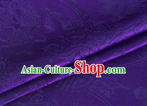 Asian Chinese Classical Double Fish Pattern Design Purple Silk Fabric Traditional Cheongsam Material