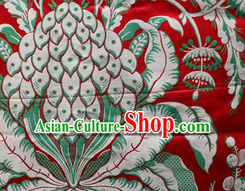 Asian Chinese Classical Pattern Design Red Silk Fabric Traditional Tibetan Brocade Material