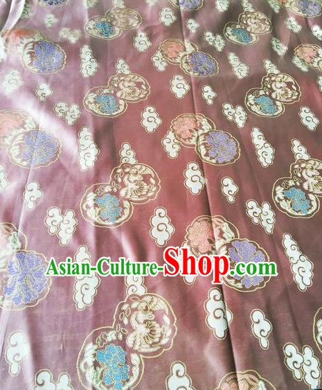 Asian Chinese Classical Cloud Peony Pattern Design Wine Red Silk Fabric Traditional Nanjing Brocade Material