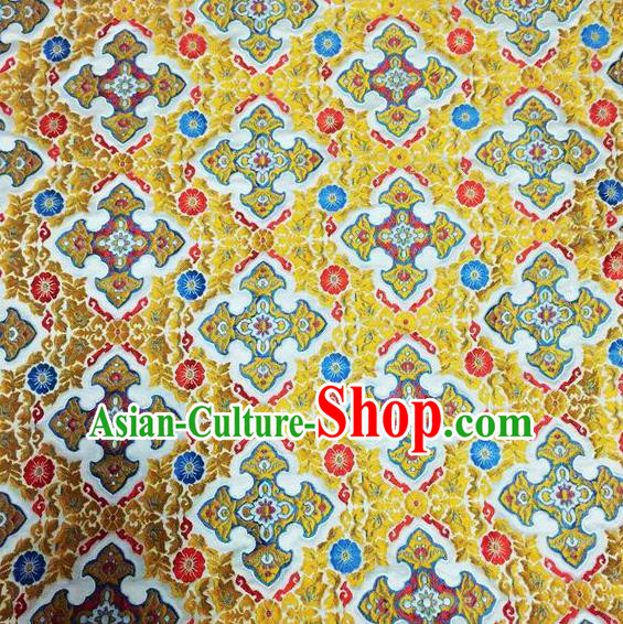 Asian Chinese Classical Auspicious Pattern Design Yellow Silk Fabric Traditional Nanjing Brocade Material