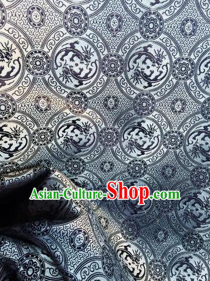 Asian Chinese Classical Dragon Pattern Design Grey Silk Fabric Traditional Nanjing Brocade Material