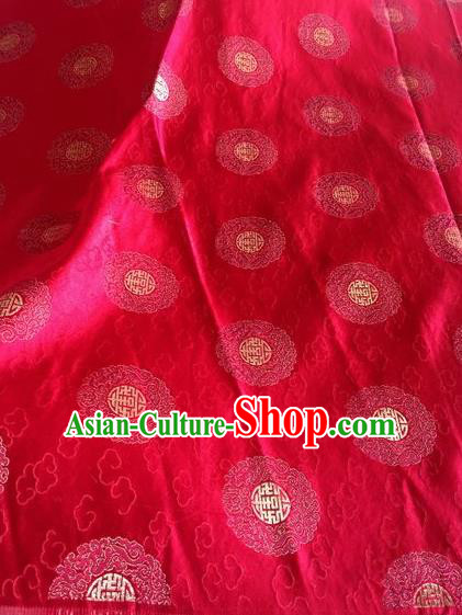 Asian Chinese Classical Clouds Pattern Design Red Silk Fabric Traditional Nanjing Brocade Material