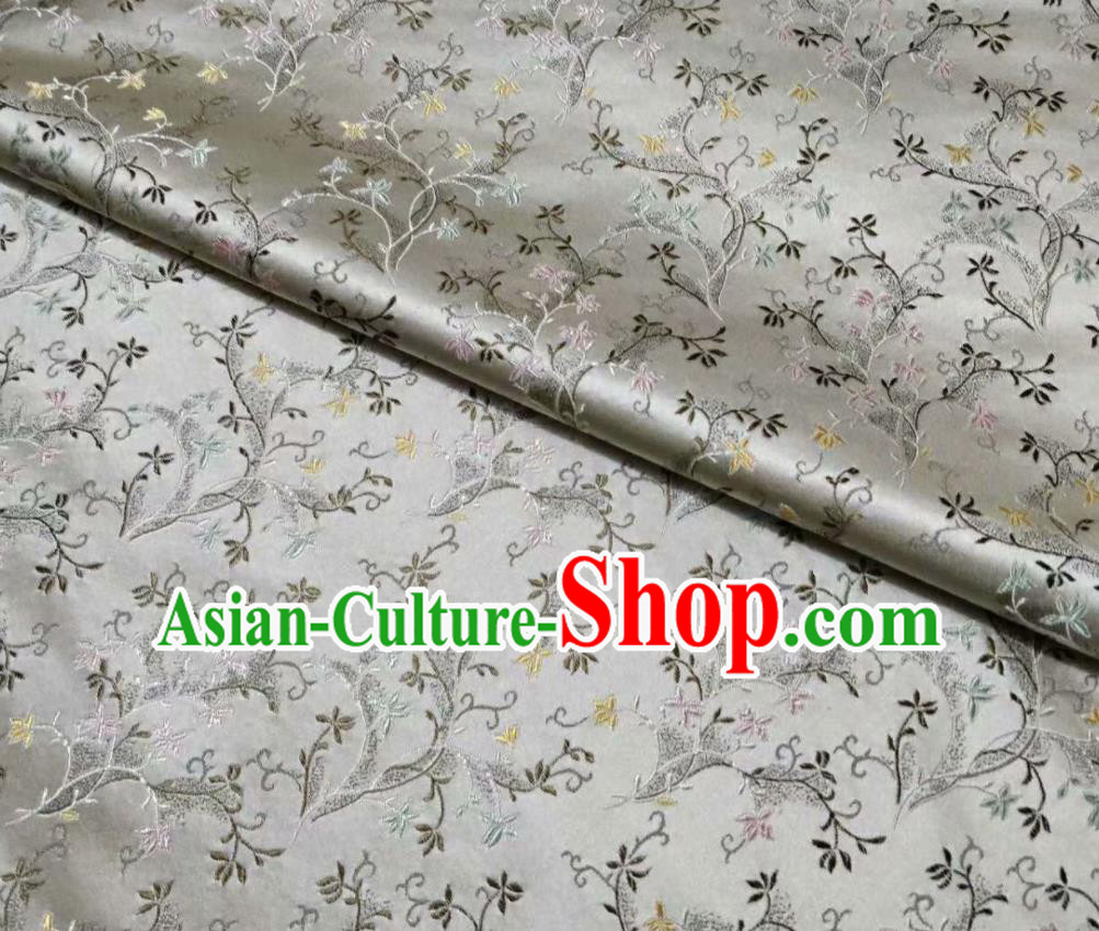 Asian Chinese Classical Wheat Floret Pattern Design White Silk Fabric Traditional Nanjing Brocade Material