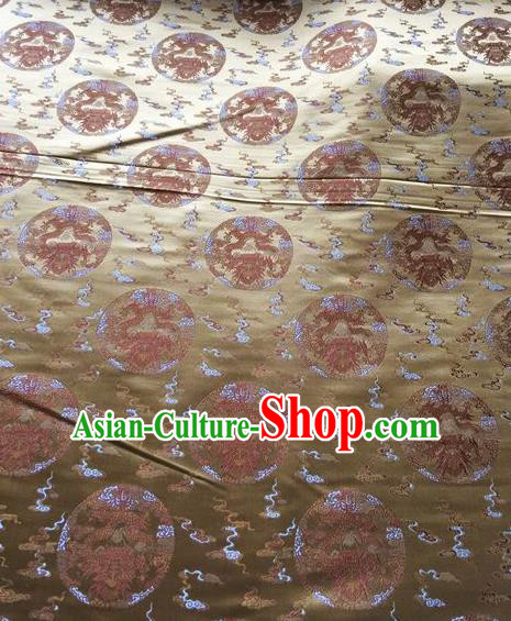 Asian Chinese Classical Cloud Dragon Pattern Design Golden Silk Fabric Traditional Nanjing Brocade Material