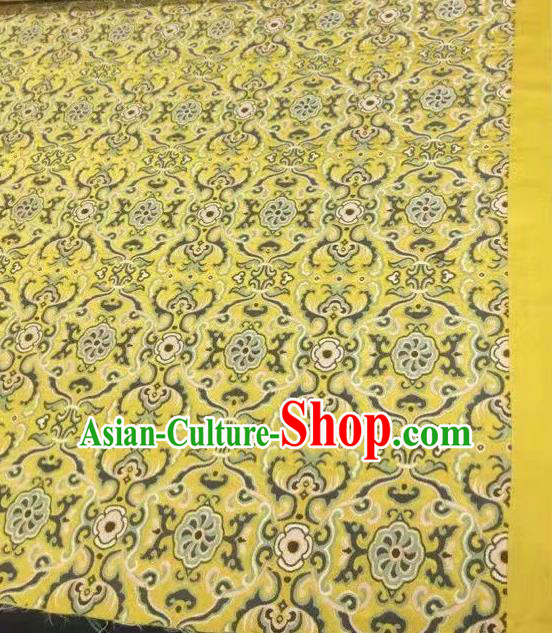 Asian Chinese Classical Pattern Design Yellow Silk Fabric Traditional Nanjing Brocade Material