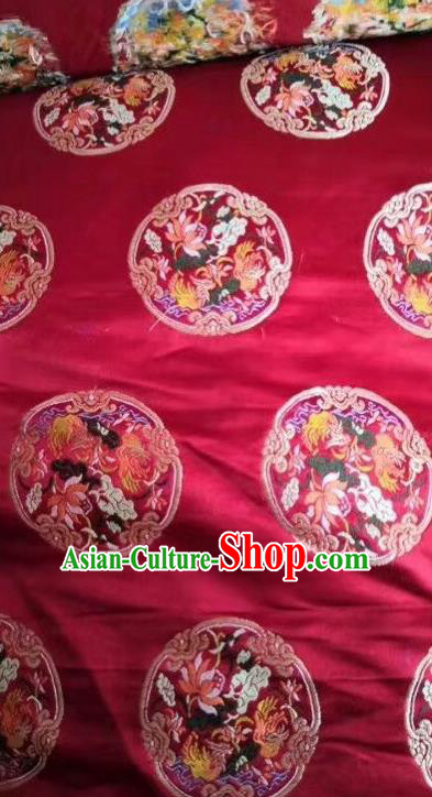 Asian Chinese Classical Phoenix Pattern Design Wine Red Silk Fabric Traditional Nanjing Brocade Material