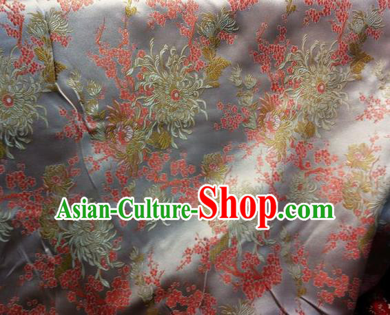 Asian Chinese Classical Chrysanthemum Plum Pattern Design Silk Fabric Traditional Nanjing Brocade Material