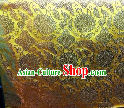 Asian Chinese Classical Cloud Lotus Pattern Design Golden Silk Fabric Traditional Nanjing Brocade Material