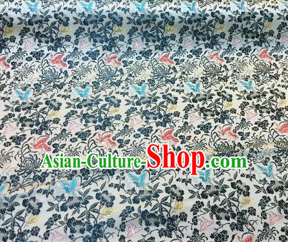 Asian Chinese Classical Butterfly Chrysanthemum Pattern Design Silk Fabric Traditional Nanjing Brocade Material