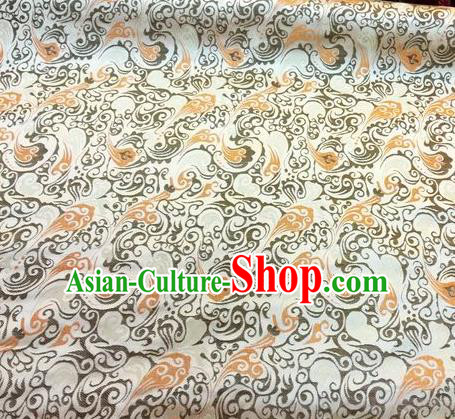 Asian Chinese Classical Pattern Design Beige Silk Fabric Traditional Nanjing Brocade Material