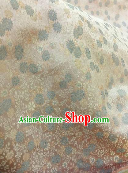 Asian Chinese Classical Chrysanthemum Pattern Design Beige Silk Fabric Traditional Nanjing Brocade Material