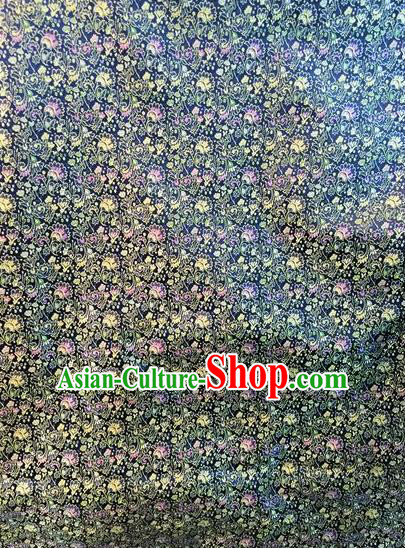 Asian Chinese Classical Cockscomb Pattern Design Navy Silk Fabric Traditional Nanjing Brocade Material