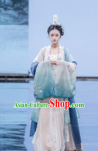 Traditional Chinese Ancient Palace Lady Embroidered Dress Song Dynasty Royal Princess Costumes for Women