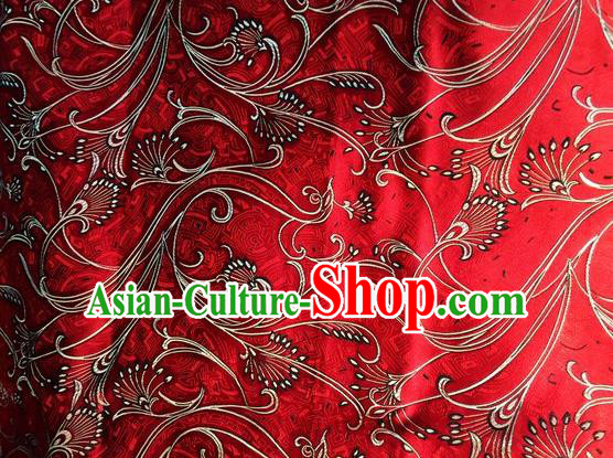 Asian Chinese Classical Fireworks Pattern Design Red Silk Fabric Traditional Nanjing Brocade Material