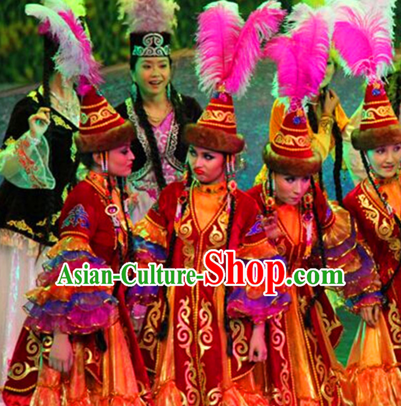 Chinese Traditional Kazakhstan Clothing Folk Dance Ethnic Dress for Women