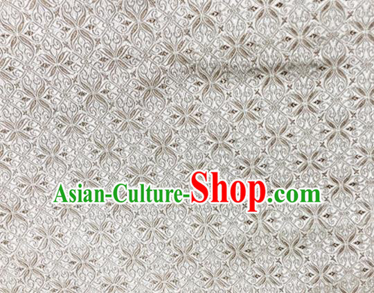 Asian Chinese Classical Pattern Design White Brocade Fabric Traditional Silk Material