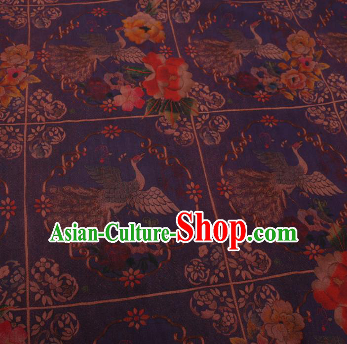 Asian Chinese Classical Peacock Pattern Design Purple Watered Gauze Fabric Traditional Silk Material