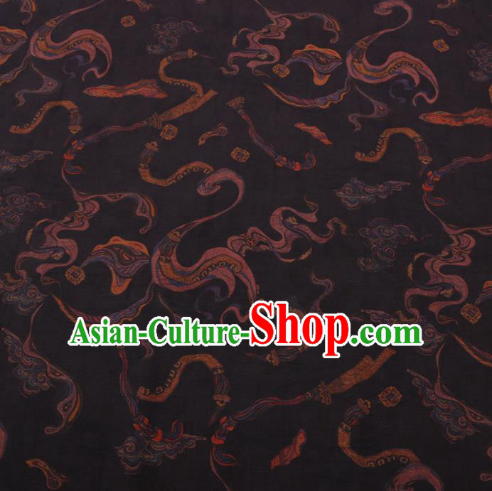 Chinese Cheongsam Classical Pattern Design Black Watered Gauze Fabric Asian Traditional Silk Material