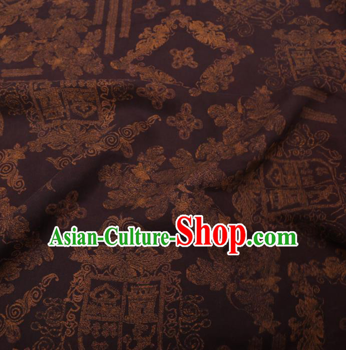 Chinese Cheongsam Classical Pattern Design Deep Purple Watered Gauze Fabric Asian Traditional Silk Material