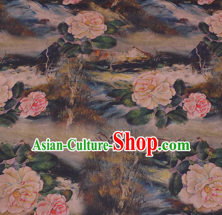 Chinese Cheongsam Classical Peony Pattern Design Watered Gauze Fabric Asian Traditional Silk Material