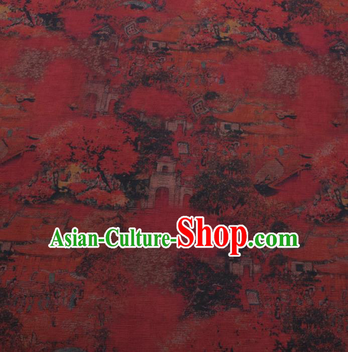 Chinese Cheongsam Classical Pattern Design Dark Red Watered Gauze Fabric Asian Traditional Silk Material