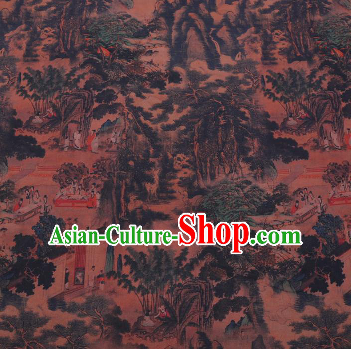 Chinese Cheongsam Classical Pattern Design Ginger Watered Gauze Fabric Asian Traditional Silk Material