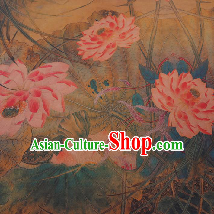 Chinese Cheongsam Classical Lotus Pattern Design Watered Gauze Fabric Asian Traditional Silk Material