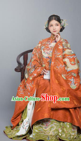 Chinese Ancient Queen Wedding Embroidered Dress Traditional Ming Dynasty Court Lady Costumes for Women