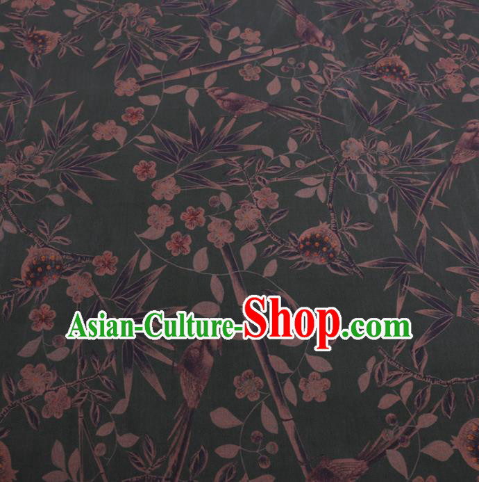 Chinese Cheongsam Classical Plum Blossom Pattern Design Green Watered Gauze Fabric Asian Traditional Silk Material