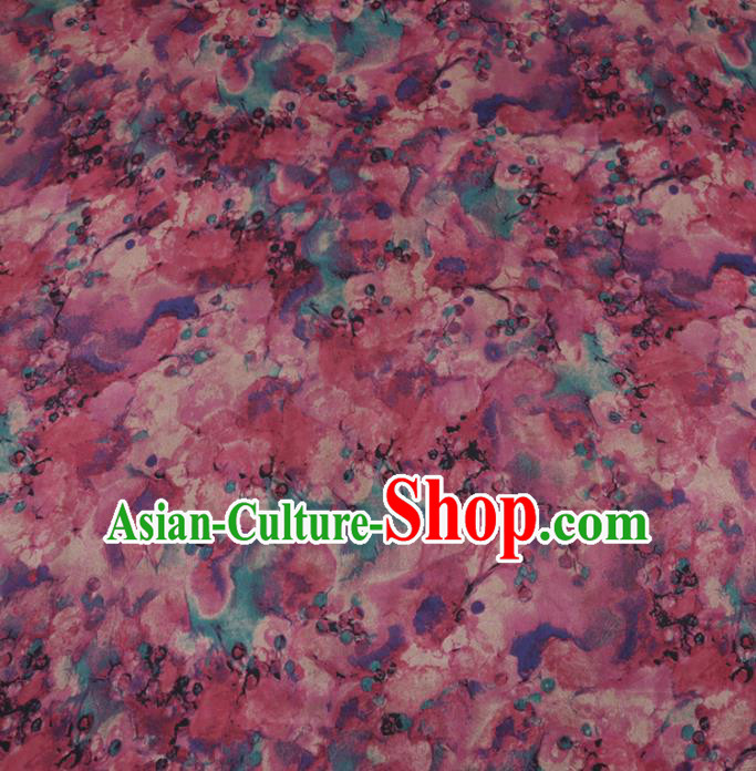 Chinese Cheongsam Classical Hawthorn Pattern Design Wine Red Watered Gauze Fabric Asian Traditional Silk Material