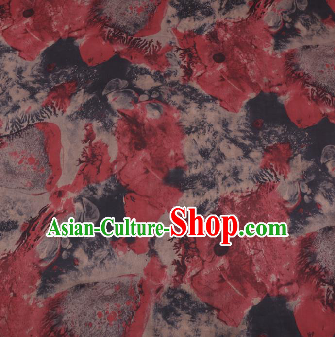 Chinese Cheongsam Classical Pattern Design Red Watered Gauze Fabric Asian Traditional Silk Material