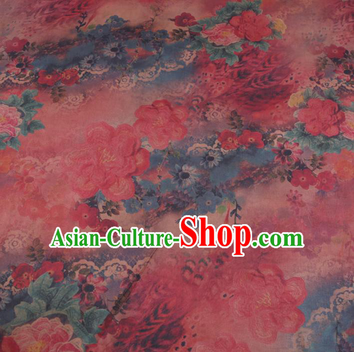 Chinese Cheongsam Classical Pattern Design Purplish Red Watered Gauze Fabric Asian Traditional Silk Material