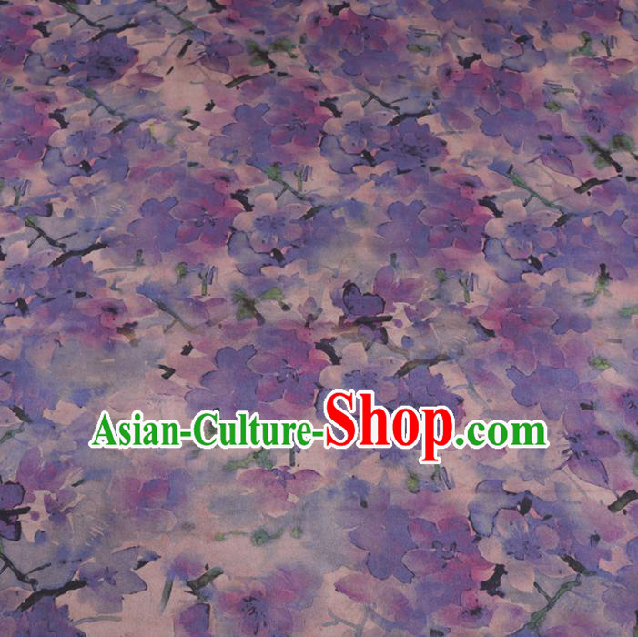 Chinese Cheongsam Classical Plum Flowers Pattern Design Light Purple Watered Gauze Fabric Asian Traditional Silk Material