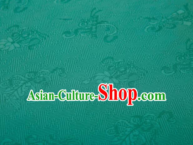 Chinese Classical Eight Immortals Pattern Design Green Mulberry Silk Fabric Asian Traditional Cheongsam Silk Material