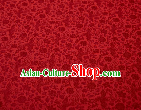 Chinese Classical Phoenix Peony Pattern Design Red Mulberry Silk Fabric Asian Traditional Cheongsam Silk Material