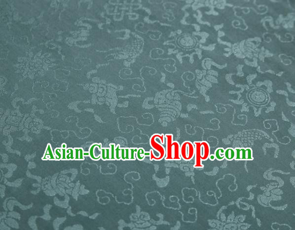 Chinese Classical Fukurokuju Pattern Design Light Green Mulberry Silk Fabric Asian Traditional Cheongsam Silk Material