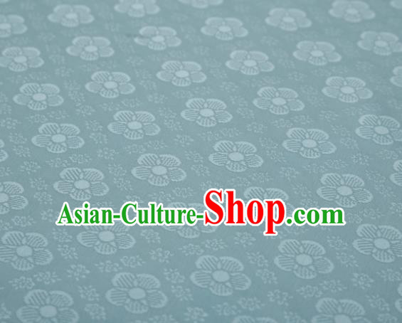 Chinese Classical Plum Pattern Design Light Blue Mulberry Silk Fabric Asian Traditional Cheongsam Silk Material