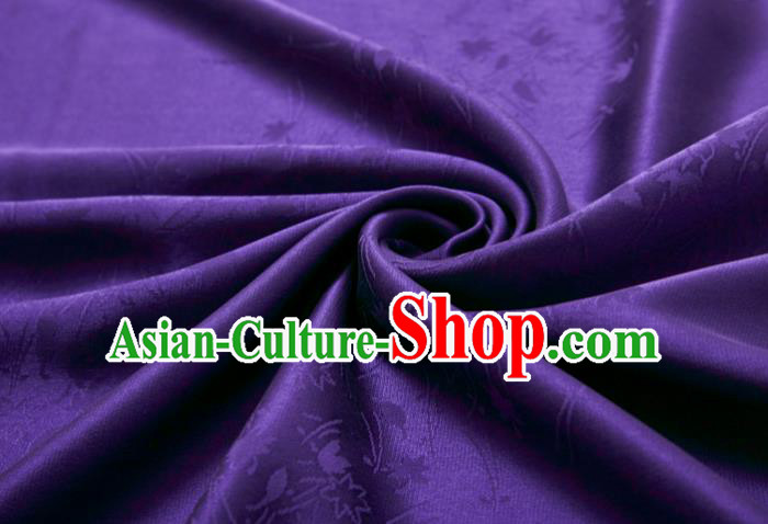 Chinese Classical Leaf Pattern Design Purple Brocade Fabric Asian Traditional Cheongsam Silk Material