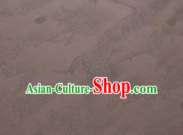 Chinese Classical Crane Pattern Design Grey Mulberry Silk Fabric Asian Traditional Cheongsam Silk Material