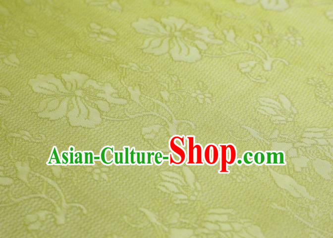 Chinese Classical Flowers Pattern Design Yellow Mulberry Silk Fabric Asian Traditional Cheongsam Silk Material
