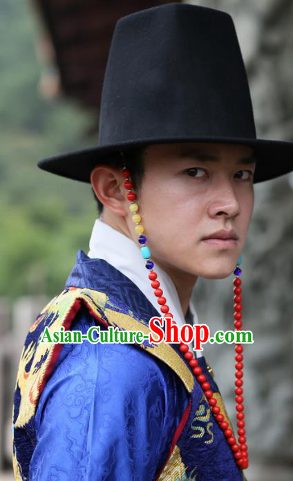 Traditional Chinese Ming Dynasty Swordsman Black Hat Ancient Imperial Guards Headwear for Men