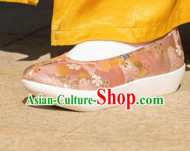 Chinese Traditional Pink Blood Stained Shoes Opera Shoes Hanfu Shoes Ancient Princess Shoes for Women