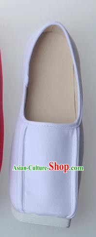 Chinese Traditional Ming Dynasty Taoist White Shoes Handmade Hanfu Shoes Ancient Scholar Shoes for Men