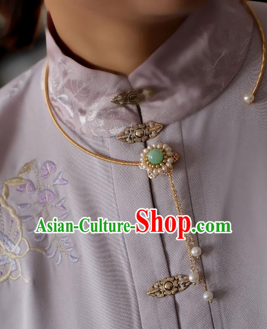 Chinese Traditional Ming Dynasty Precious Stones Pearls Necklace Handmade Ancient Princess Necklet Accessories for Women