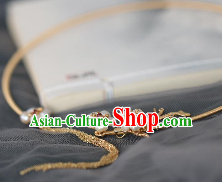 Chinese Traditional Ming Dynasty Pearls Precious Stones Necklace Handmade Ancient Princess Necklet Accessories for Women