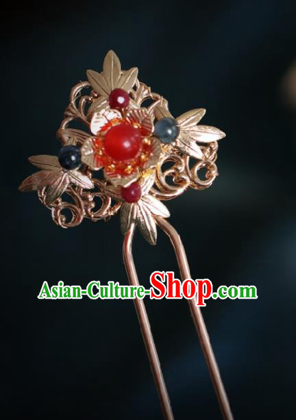 Chinese Handmade Ming Dynasty Princess Golden Hairpins Ancient Hanfu Hair Accessories for Women