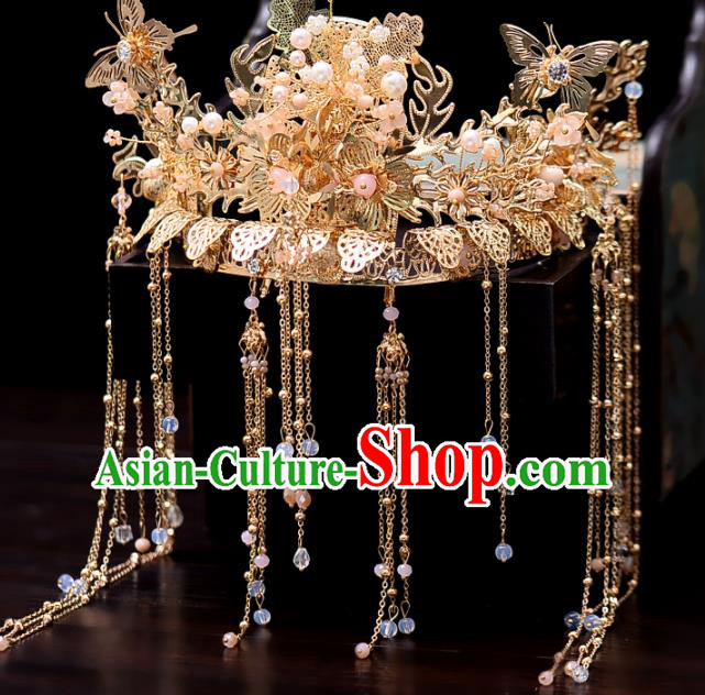 Chinese Traditional Wedding Hair Accessories Handmade Bride Phoenix Coronet for Women