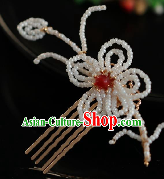 Chinese Handmade Ming Dynasty Princess Beads Hair Comb Hairpins Ancient Hanfu Hair Accessories for Women